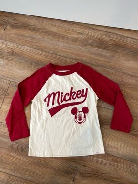 Gap Disney Red & Cream Mickey Mouse Long Sleeve shirt. Boys Size 3T.